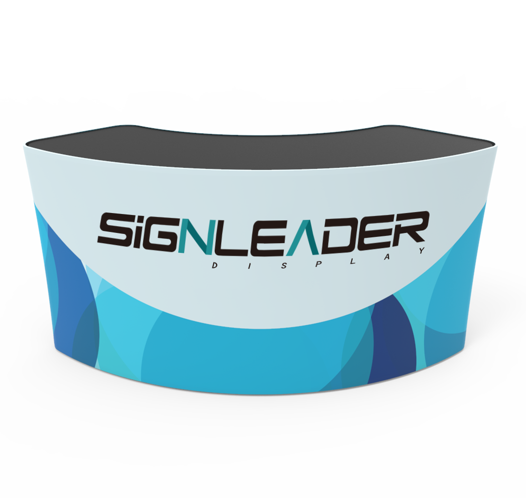 Portable 5ft U Shaped Curved Trade Show Reception Desk With Graphics